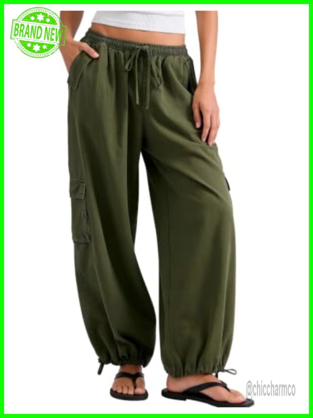 Baggy Cargo Pants High Waisted Parachute Hiking Pockets